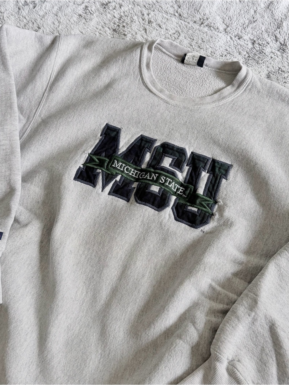 Vintage ‘90s Michigan State MSU Spartans Crewneck Sweatshirt Sz XL Grey USA NCAA